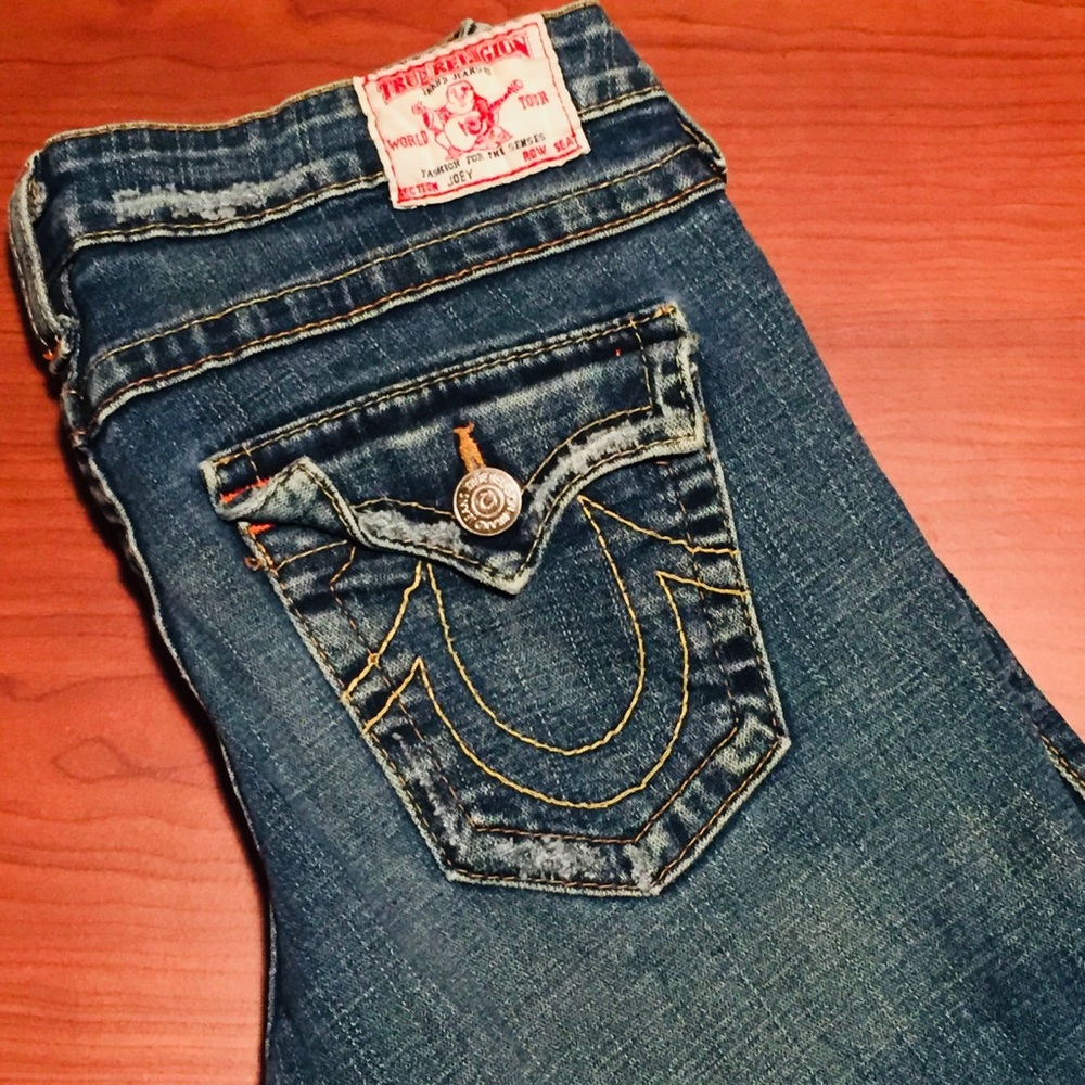True Religion Wide legs Ice Blue Distressed jeans
